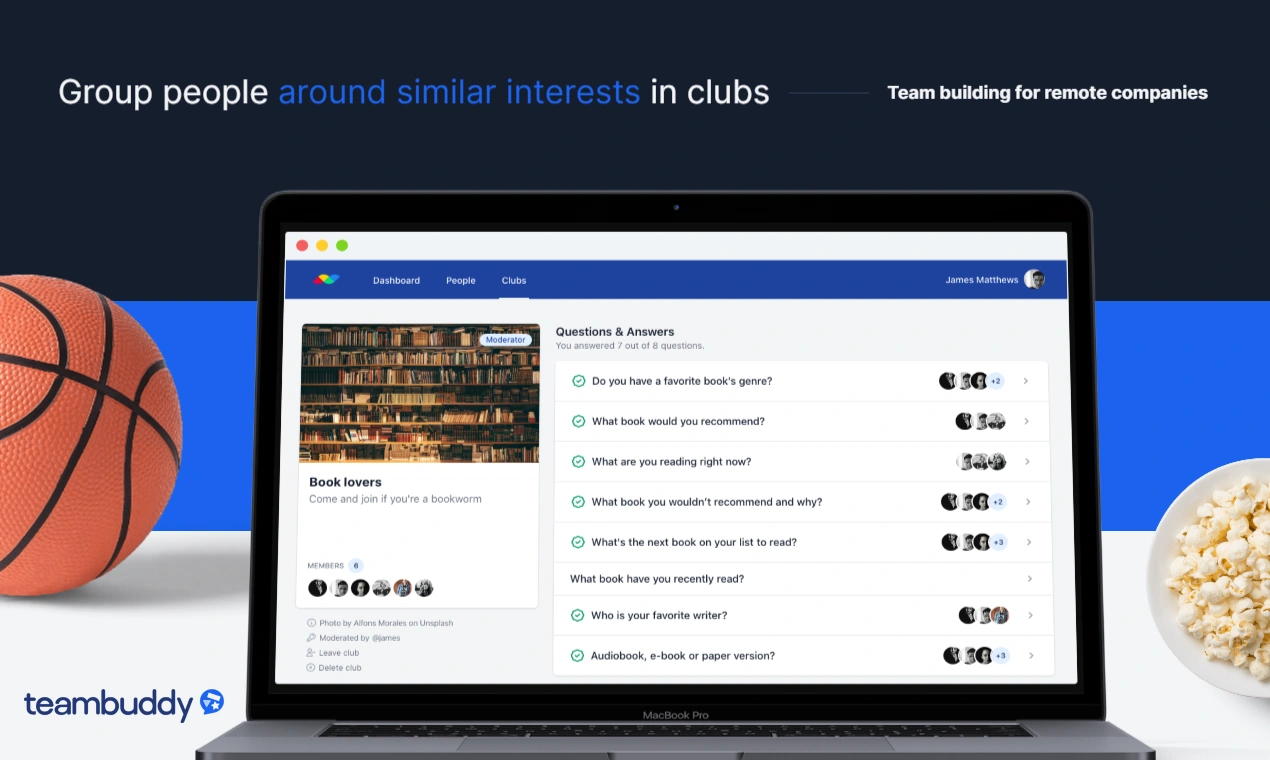 TeamBuddy clubs interface presented on a laptop